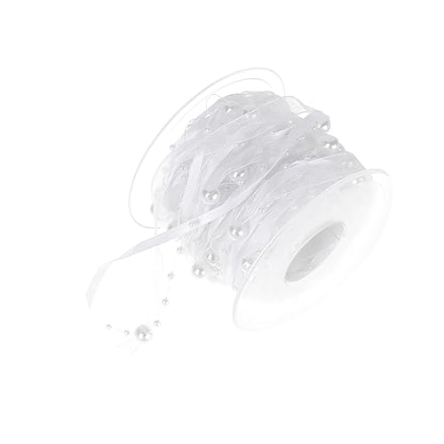 OFFIGAM 1 Rolle Dekoratives Perlenband Weißes Band Heiraten Dekorationen Für Hochzeitsfeiern Verheiratete Dekorationen Wickeln Bänder Zum Verpacken Blenden Basteln Chiffon Party Verpackung von OFFIGAM