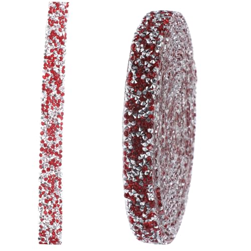 OFFIGAM 1 Rolle Selbstklebendes Strassband Rot für DIY Dekorationen Handwerk Handyhüllen und Mehr Glitzernde Rhinestone für Kreative Projekte von OFFIGAM