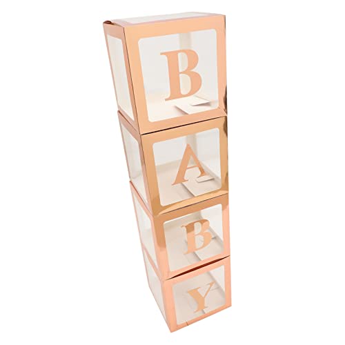 OFFIGAM 1 Satz Ballon-box Luftballonboxen Zum Geburtstag Ballonboxen Für Babys Babyparty -dekoration Ballonkisten Babykisten Für Luftballons Ballonboxen Mit Babybuchstaben Roségold Papier von OFFIGAM