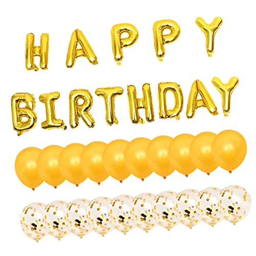OFFIGAM 1 Satz Folienballon Set Happy Birthday Gold DIY Deko für Geburtstagsfeiern Shower und Partys Wiederverwendbar Sicher von OFFIGAM