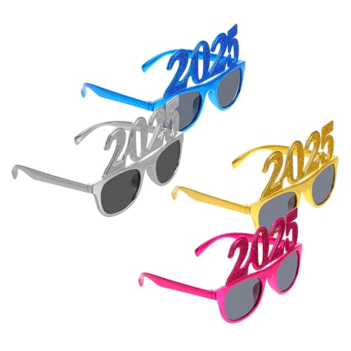 OFFIGAM 1 Satz Neujahrsbrille Lustige Partybrille Für Silvesterfeiern Einzigartige Zahlenbrille Für Jahreswechsel Auffälliges Accessoire Für Partys Und Foto Requisiten 4 Stück von OFFIGAM