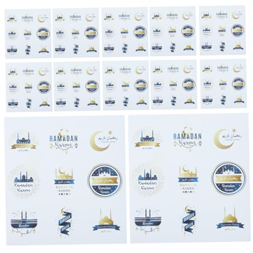 OFFIGAM 1 Satz Ramadan Festival Aufkleber Ramadan-etiketten Dekorative Kartenetiketten Eid Mubarak Geschenkaufkleber Eid-partydekorationen Mubarak Eid Dekorationen Selbstklebendes Papier von OFFIGAM