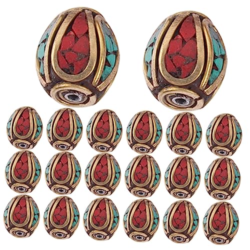 OFFIGAM 1 Satz Tibetan Stil Buddha Spacer Perlen Handgemachte Diy Schmuck Zubehör Mit Türkis Einlagen Für Bastelprojekte Und Dekorationen 20 Stück von OFFIGAM