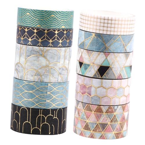 OFFIGAM 10 Rollen Washi-Tape goldenes Glitzerband vergoldet DIY Klebeband Dekoration farbig das Washi -Band Klebebandmaskierung Abdeckband abklebeband farbe Washi Tape von OFFIGAM