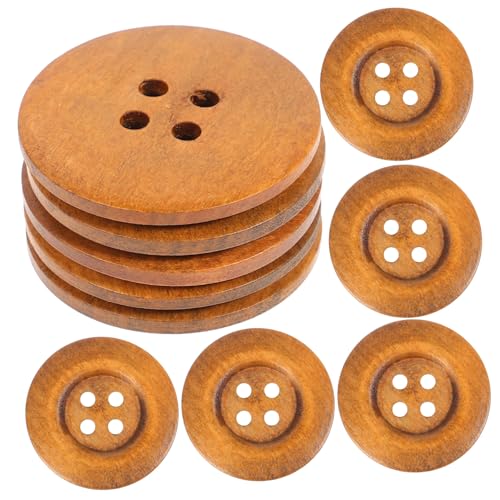 OFFIGAM 10 Stück 4 Breite Seitenknöpfe Erwachsene Knopf Loch Knöpfe Für Bekleidung Sortierte Knöpfe Nähen Farbe Bastelknöpfe Farbig Groß Snaptast Tasten Klobig Bastelset Hölzern Kaffee von OFFIGAM