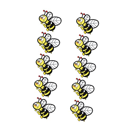 OFFIGAM 10 Stück Cartoon Bienen Bügelpatches Lustige Bestickte Aufnäher für Kleidung Taschen Hüte und Bastelprojekte für und Dekoration von OFFIGAM