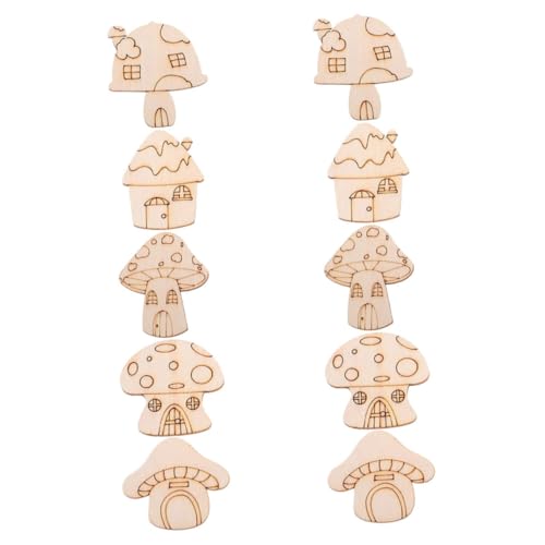 OFFIGAM 10 Stück Holzpilzscheiben Pilze Mini Bastelpilze Malerei Basteln Holzpilz Holzpilz Mittelstücke Unlackierter Holzpilz Holzpilz Ornamente Khaki von OFFIGAM