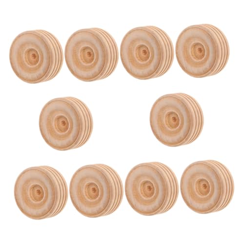 OFFIGAM 10 Stück Kinderrad aus Holz Radspielzeug mit Autorädern DIY Holzräder Mini Holzräder Holzspielzeug Teile Räder für Modellautos Bastelrad aus Holz Lotusbaum Beige von OFFIGAM