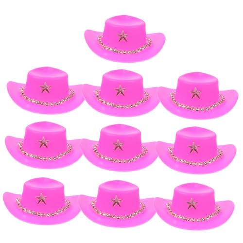 OFFIGAM 10 Stück Mini-Cowboyhut Kappen Kuhmädchenhüte Cowgirlhüte Frauen Kuhmädchenhut Mini-Hüte doll Accessories Puppenhut Miniaturhüte selber Machen kleine hüte für Party Plastik von OFFIGAM