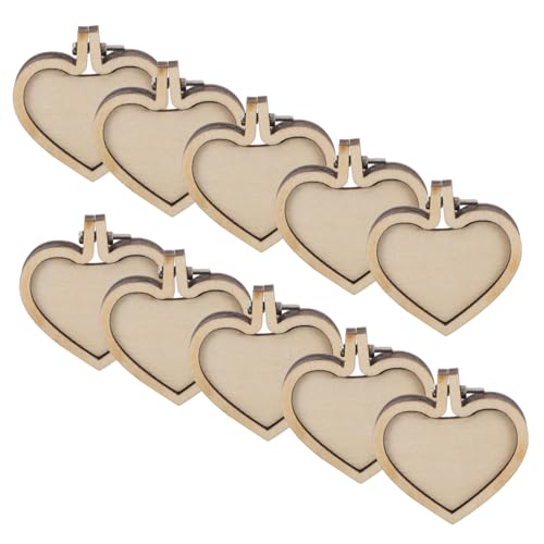OFFIGAM 10 Stück Mini Stickrahmen Holz Herzform für DIY Anhänger Handwerk Dekorative Mini Kreuzstich Ringe für Kreative Projekte OFFIGAM 10 Stück Mini Stickrahmen Holz Herzform für DIY Anhänger Handwerk Dekorative Mini Kreuzstich Ringe für Kreative Projekte von OFFIGAM