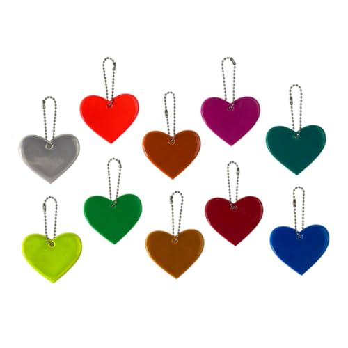OFFIGAM 10 Stück Reflektierende Schlüsselanhänger Anhänger Taschenanhänger Reflektierender Anhänger Reflektor Anhänger Handtaschenanhänger Rucksackanhänger Für Mädchen Herzförmiger von OFFIGAM