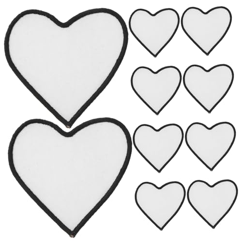 OFFIGAM 10 Stück Sublimations Patches Herz Blanko Aufnäher zum Aufbügeln DIY Stoffpatches für Reparatur und Dekoration von Kleidung Taschen und Mehr von OFFIGAM