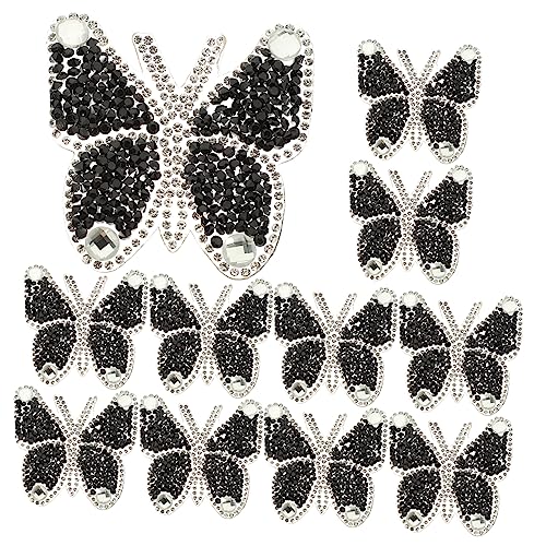 OFFIGAM 10 Stück Teiliges Schmetterling Bügelbilder Selbstklebende Patches für Kleidung DIY Dekoration und Reparatur Schwarz für Handarbeiten und Accessoires von OFFIGAM