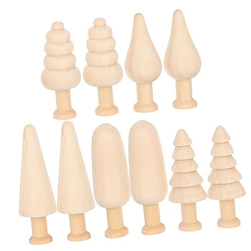 OFFIGAM 10 Stück Teiliges Set Unbemalten Holzminiaturbäumen Kreative DIY Dekoration für Bastelbedarf Holzfiguren für Zuhause und Partys von OFFIGAM