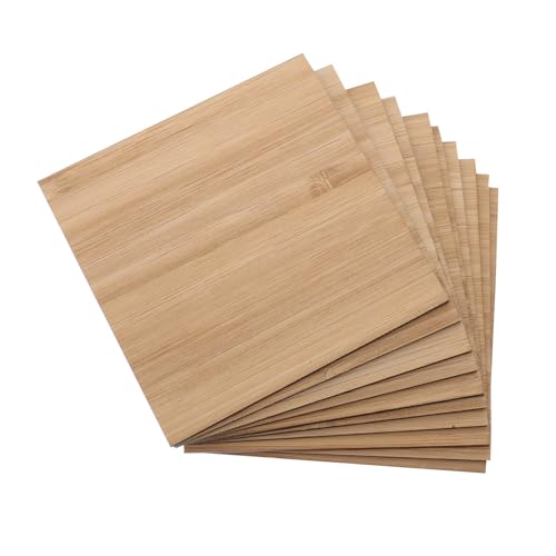 OFFIGAM 10 Stück Unbehandelte Bambusplatten für DIY Bastelprojekte Quadratische Holzscheiben zum Bemalen und Gestalten für Kreative Bastelideen und Personalisierte von OFFIGAM