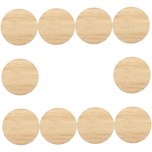 OFFIGAM 10 Stück Unvollendete Runde Holzscheiben für DIY Bastelarbeiten Malmaterial zum Bemalen und Dekorieren Glatte Oberfläche Natürliche Farben für Hochzeiten und Kreative Projekte von OFFIGAM