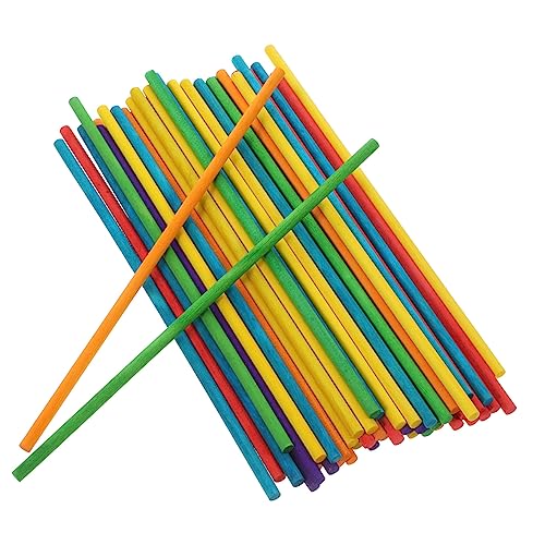 OFFIGAM 100 Stck Bunte Holzstäbchen Runde Holzstäbe für DIY Bastelprojekte Geeignet für Sichere und Langlebige Bastelmaterialien zum Fördern der Kreativität von OFFIGAM