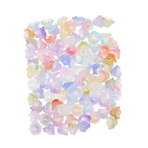 OFFIGAM 100 Stück Blumen Spacer Perlen für DIY Schmuckherstellung Bunte Zwischenperlen für Armbänder und Hochwertige Glasperlen zum Auffädeln von OFFIGAM
