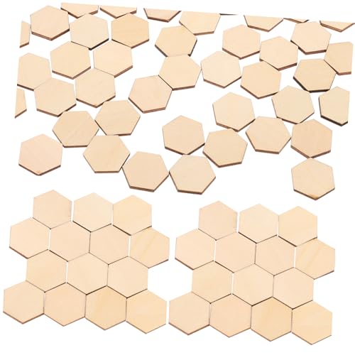 OFFIGAM 100 Stück Holz Hängeornamente Spiel Herbstdekor Lichterketten Flache Kugeln Für Den Außenbereich Scheiben Künstliches Poster Untersetzer DIY Sechseck Stab von OFFIGAM
