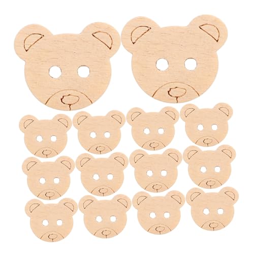 OFFIGAM 100 Stück Holzknöpfe in Bärenform: 2 Löcher, Unbehandeltes Holz, Dekorative Knöpfe, Nähzubehör Für Heimwerker, Nähen, Basteln, Scrapbooking von OFFIGAM