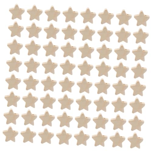 OFFIGAM 100 Stück Holzperlenmaterial Sternanhänger für Armbänder Zubehör Form Etoile Perlen zur Schmuckherstellung Holzhandwerk Abstandsperlen aus Holz Hölzern Beige von OFFIGAM