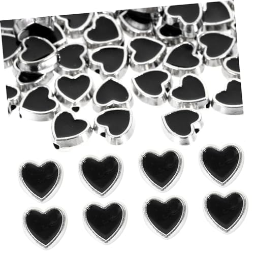 OFFIGAM 100Stücke Herz Schmuck Perlen Herz Abstandsperlen für DIY Armband und Halskette Basteln Langlebige Legierungsperlen für Schmuckkreation Leicht und Tragbar von OFFIGAM