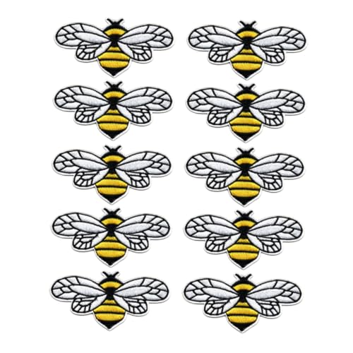 OFFIGAM 10Stücke Bienen Patches zum Aufbügeln Gestickte Kleidung Aufnäher für DIY Kostüme und Taschen Dekorative Applique Flicken für Jeans und Kleidung von OFFIGAM