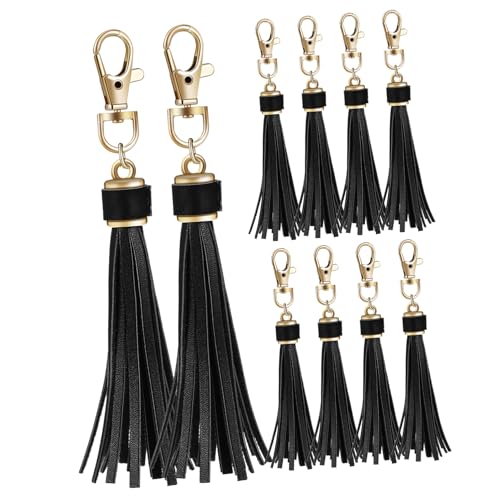 OFFIGAM 10Stücke PU Leder Quasten mit Hummer Schwenk Quasten Schlüsselanhänger für Handtaschen DIY Projekte Quasten Anhänger für von OFFIGAM