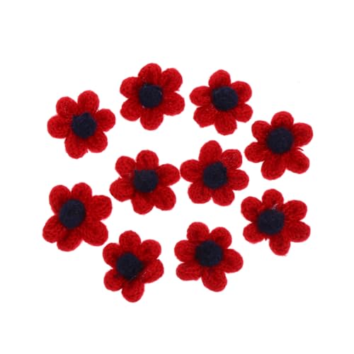 OFFIGAM 10Stücke Teiliges Blumennähprojekte Wollblumen Applikationen für DIY Kopfschmuck Hochwertiges Haarbandzubehör Weinrot für Kleidung Taschen und Dekorationen von OFFIGAM
