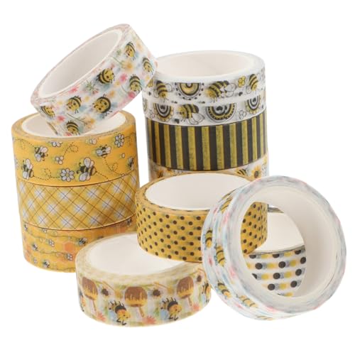 OFFIGAM 12 Rollen Bienenmotiv Washi Tape Set Dekoratives Klebeband für Scrapbooking DIY Projekte und Journaling Selbstklebend für Handbücher Tagebücher und Mehr von OFFIGAM
