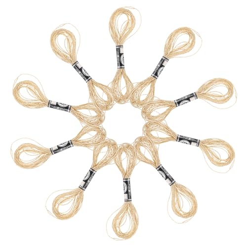 OFFIGAM 12 Stück Metallischer Stickfaden für DIY Handarbeit Glänzender Nähfaden für Stickmaschinen und Kreative Projekte Gold von OFFIGAM
