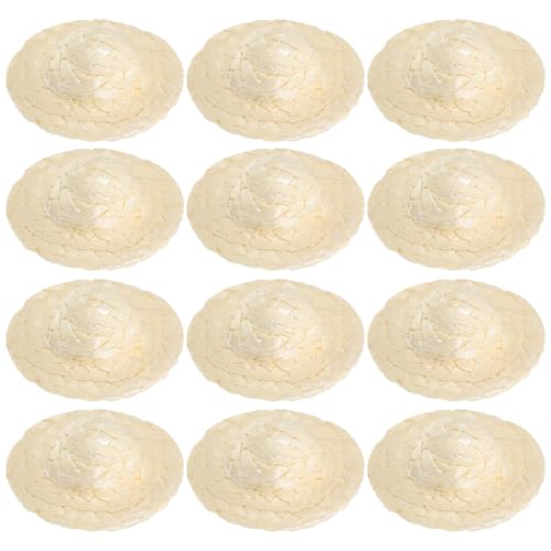 OFFIGAM 12 Stück Miniatur Strohhüte Handgefertigte Woven Small Straw Hats für Kreative Diy Bastelprojekte Fotodekoration und Spielzeugaccessoires von OFFIGAM