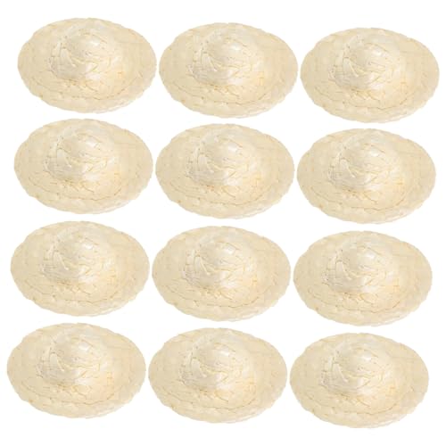 OFFIGAM 12 Stück Miniatur Woven Straw Hats Handgefertigte Deko für Diy Bastelprojekte für Puppen und Kreative Fotografie von OFFIGAM