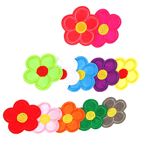 OFFIGAM 12 Stück Teiliges Blumenstickerei Aufnäher zum Aufbügeln DIY Flicken für Kleidung Taschen Hüte Langlebig und Hautfreundlich zum Reparieren und Dekorieren von OFFIGAM