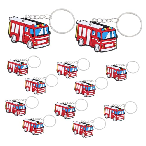 OFFIGAM 12 Stück Teiliges Feuerwehrwagen Schlüsselanhänger Feuerwehrmann Party Zubehör für Kindergeburtstage Beliebte Mitgebsel für Feuerwehrthematische Feiern Vielseitig Einsetzbar von OFFIGAM