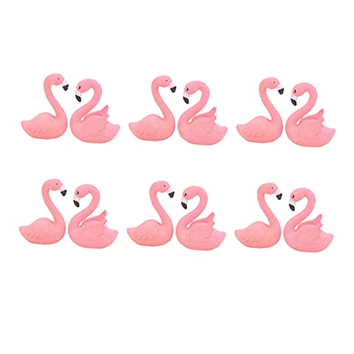 OFFIGAM 12 Stück Teiliges Flamingo Deko für Kuchen und Autos Adorable Cake Decor Micro Landscape Ornamente Öffnende Flügel Geschlossene Flügel von OFFIGAM