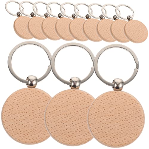 OFFIGAM 12Stücke Holz Schlüsselanhänger Blanko DIY Schlüsselbund Rohlinge für Handwerk Beschriftbar für und Kreative Projekte Holzornamente zum Basteln von OFFIGAM