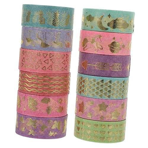 OFFIGAM 12Stücke Washi Tape Goldfolien Dekoratives Klebeband für DIY Handwerk Scrapbooking und Geschenkverpackung Ästhetische Klebebänder für Projekte OFFIGAM 12Stücke Washi Tape Goldfolien Dekoratives Klebeband für DIY Handwerk Scrapbooking und Geschenkverpackung Ästhetische Klebebänder für Projekte von OFFIGAM