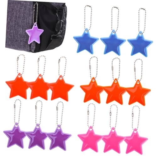 OFFIGAM 15 Stück Reflektierende Stern Schlüsselanhänger Sicherheitsreflektoren für Rucksäcke Taschen und Schlüssel Kreative PVC Anhänger in Orange Hellblau und Gelb für Erwachsene OFFIGAM 15 Stück Reflektierende Stern Schlüsselanhänger Sicherheitsreflektoren für Rucksäcke Taschen und Schlüssel Kreative PVC Anhänger in Orange Hellblau und Gelb für Erwachsene von OFFIGAM