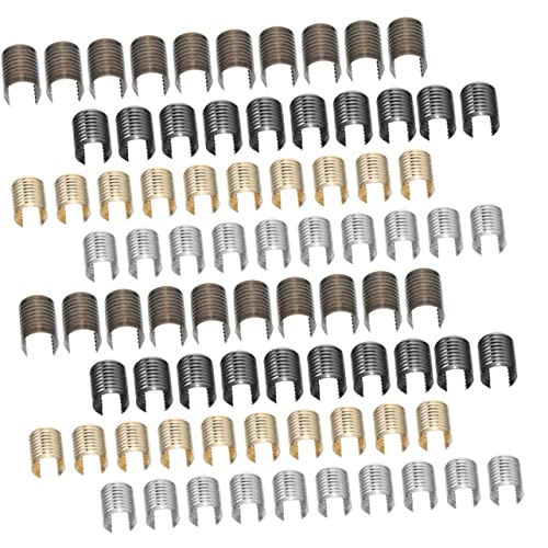 OFFIGAM 160 Stück Lederseil Clips Tassel Eisenverschluss Zylindrischer Lesezeichen Clip für DIY Schmuck und Taschenzubehör Gold Silber Gunmetal und Antikbronze von OFFIGAM
