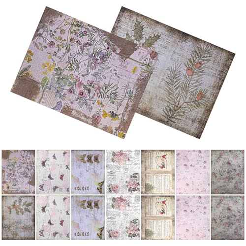 OFFIGAM 16Stücke Teiliges Retro Scrapbook Dekorationspapier für Tagebuch DIY Handwerk und Projekte für Notizbücher Geschenkboxen Fotoalben und Mehr von OFFIGAM