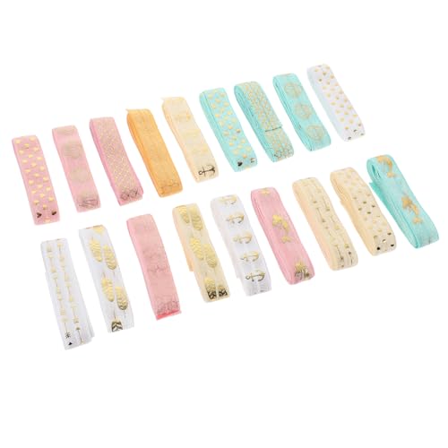 OFFIGAM 18 Stück Elastische Bänder Teiliges Bunte Drucke für DIY Haarschmuck und Dekoration Hochwertige Langlebige Bastel und Geschenkband für Kreative Projekte von OFFIGAM