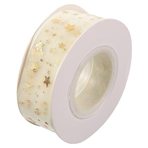 OFFIGAM 1Rolle Goldene Sternen Organzaband Geschenkverpackungsband für Hochzeit und Geburtstagsdeko DIY Dekoration für Blumensträuße und Bastelprojekte von OFFIGAM