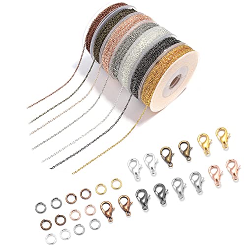 OFFIGAM 1Satz DIY Schmuckkette mit Kette Hummerverschlüssen und Sprungringen für Armbänder und Ohrringe Farben Hochwertige Schmuckherstellung Zubehör von OFFIGAM