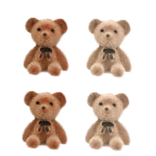 OFFIGAM 1satz Teiliges Bärchen Mit Schleife Bunte Flocking-Dekoration Für Taschen -zubehör Für Handys Und Kleidung Niedliche Mini-bärchen Aus Sicherem Material von OFFIGAM