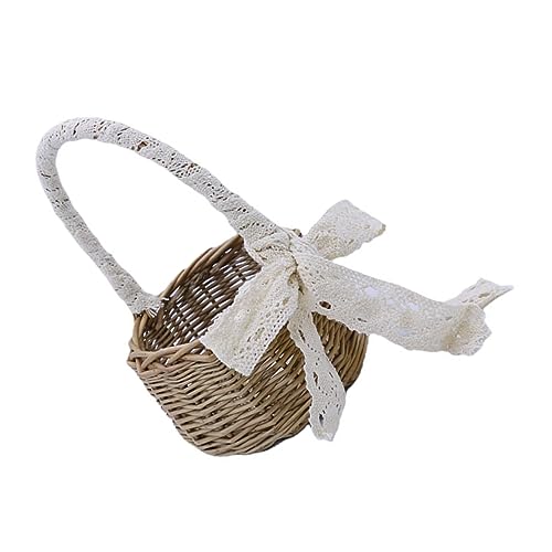 OFFIGAM 1Stück Rattan Blumenkorb für Hochzeitsblumenkinder Kreativer Geflochtener Romantische Dekoration Vielseitig Einsetzbarer Aufbewahrungskorb für Hochzeiten von OFFIGAM