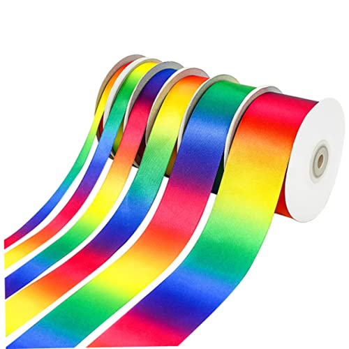 OFFIGAM 1rolle Regenbogen Satinband Hochdichtes Polyesterband Mit Farbverlauf Bunte Und Bastelbänder Für Hochzeiten Geburtstagsgeschenke Dekoration von OFFIGAM
