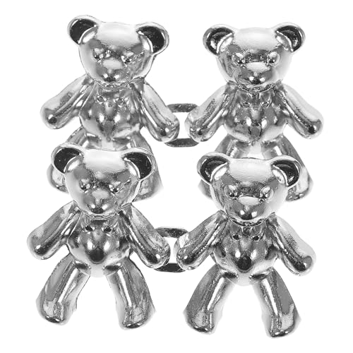 OFFIGAM 2 Paare Verstellbare Hosenknöpfe Metall Jeansbund Tightener für Outfits Silber mit Bärenmotiv pro Packung von OFFIGAM