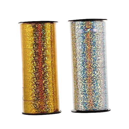 OFFIGAM 2 Rollen Ballonseil Blau dickes weißes Band Party Seidenband Dekoration Wickelband Geschenkbänder ein Verpackungsband Ballonband selber machen DIY-Bänder Plastik von OFFIGAM