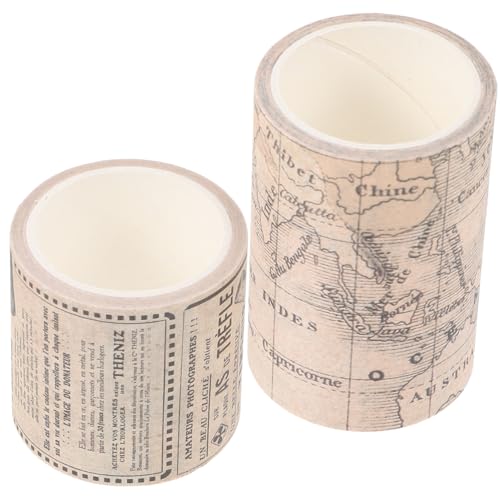 OFFIGAM 2 Rollen alte Aufkleber Vintage - Vintage-Tagebuchzubehör Streifen Vintage-Scrapbooking-Klebeband Sammelalbum Vintage-Bänder Notebook-Klebeband Papier von OFFIGAM